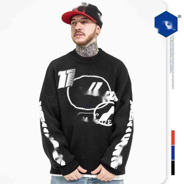 

fg menswear | 2020 autumn winter new fashion br large wool knitted round neck pullover sweater for men and women, Black