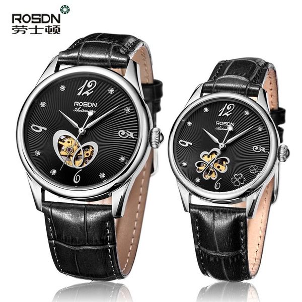 

wristwatches rosdn women's watches japan miyota automatic mechanical watch women skeleton sapphire waterpoof couple r2061w, Slivery;brown