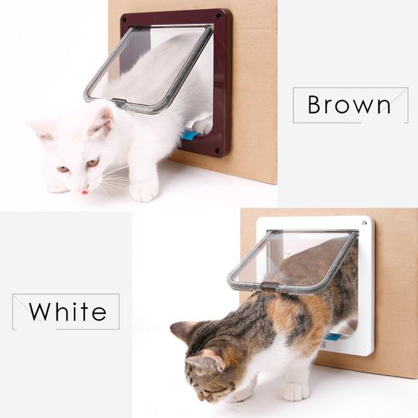 

cat carriers,crates & houses small dog access door kitten abs plastic gate kit pet supplies flap with 4 way security lock