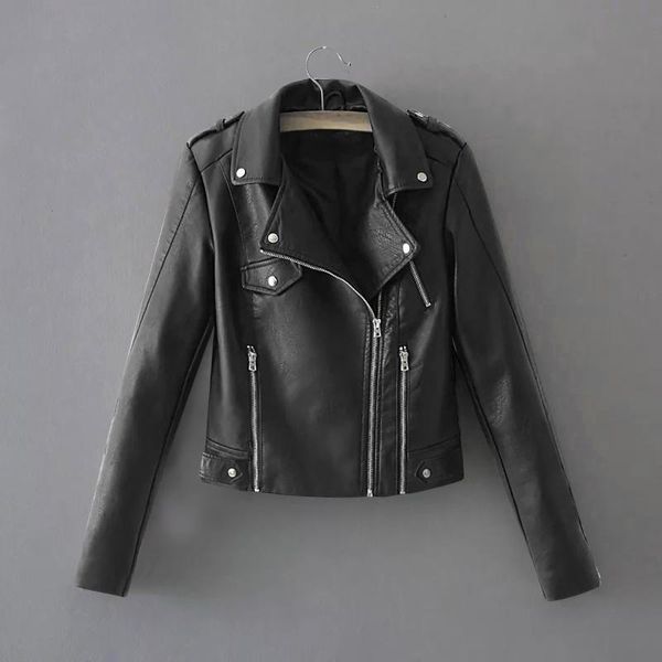 

women's jackets women motorcycle faux leather ladies streetwear solid color zipper coat long sleeve autumn biker zippers outerwear, Black;brown
