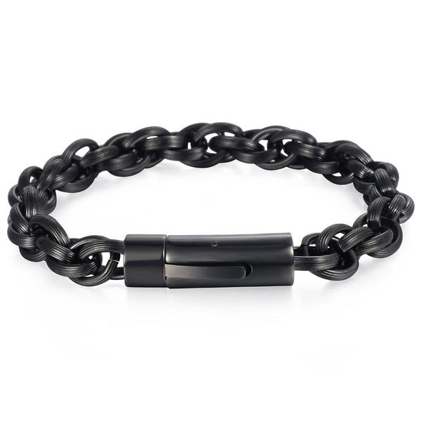 

triple cable bracelet mens link chain bracelets stainless steel black color 9mm jewelry gifts for men women lkb573 link,