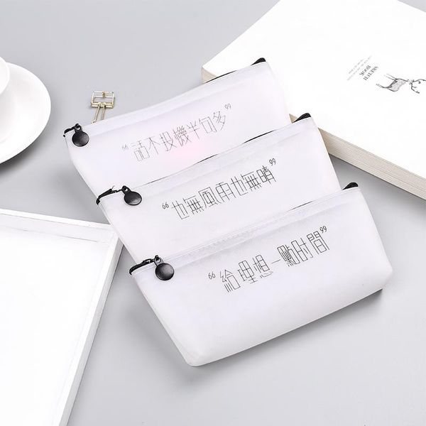 

creative simple funny words glue student pencil bag pu storage organizer bags pectin stationery school supplies