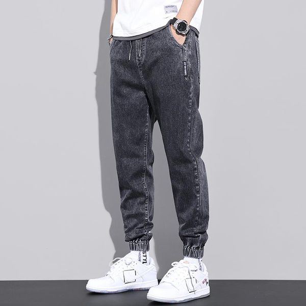 Весна лето черные голубые грузовые джинсы мужская уличная одежда для джинсовой джинсовой брюки мужчины мешковатые гарем джинсовые брюки плюс размер 5xl 4xl Мужчины