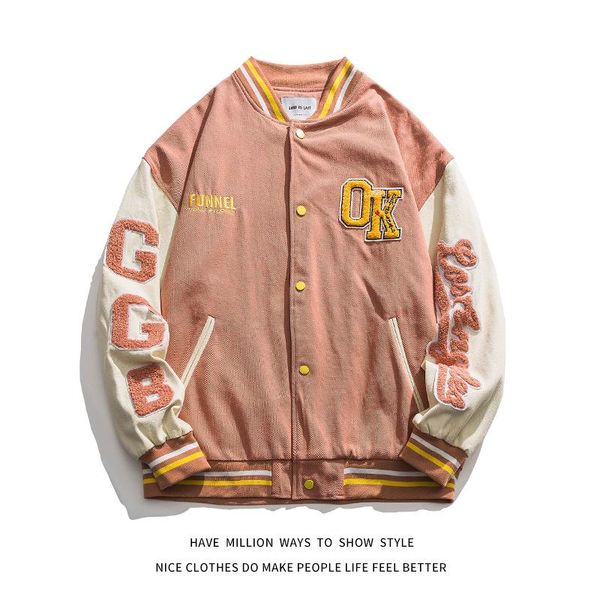 

men's jackets 2021 embroid spring&autumn denim loose oversized boyfriend style baseball jacket women's coat bomber varsity couple, Black;brown