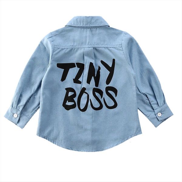 

kid baby girl tiny boss shirts clothes denim long sleeve coat shirt, Blue