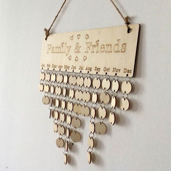 

decorative objects & figurines family&friends wooden hanging calendar board birthday reminder plaque 2