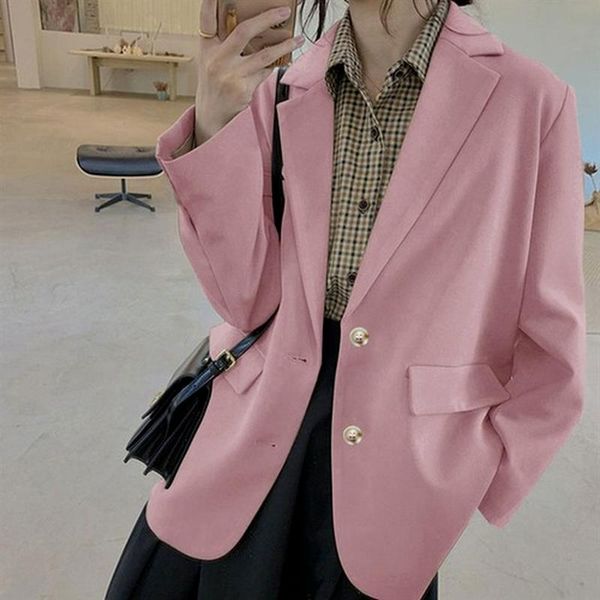 

women's suits & blazers jackets and suit for women spring 2021 loose casual khaki black office blazer jacket female oversize, White;black