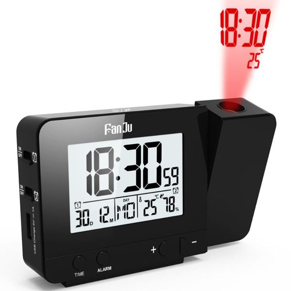 

led clock multi-function alarm temperature display for home office school (black, battery) desk & table clocks