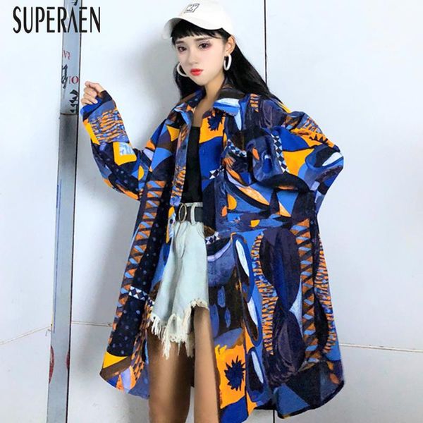

women's blouses & shirts superaen 2021 autumn korean style harajuku fashion women shirt loose casual print long-sleeved and, White