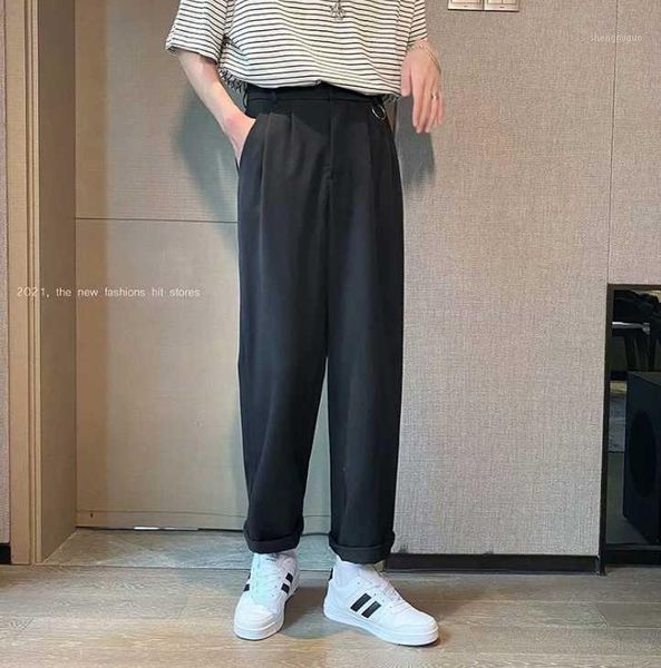 

men's pants ins style cropped casual summer straight, Black