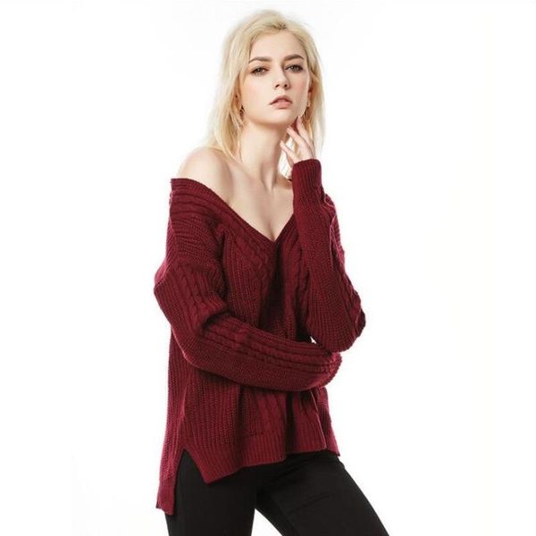 

women's sweaters autumn fashion red sweater abrigos mujer long sleeve pullover chompas sueltas ropa v-neck knitted coat womens clothing, White;black