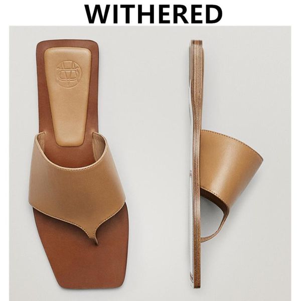 

slippers jenny&dave 2021 slides shoes women summer england style fashion simple solid cowhide pinch flip flops woman, Black