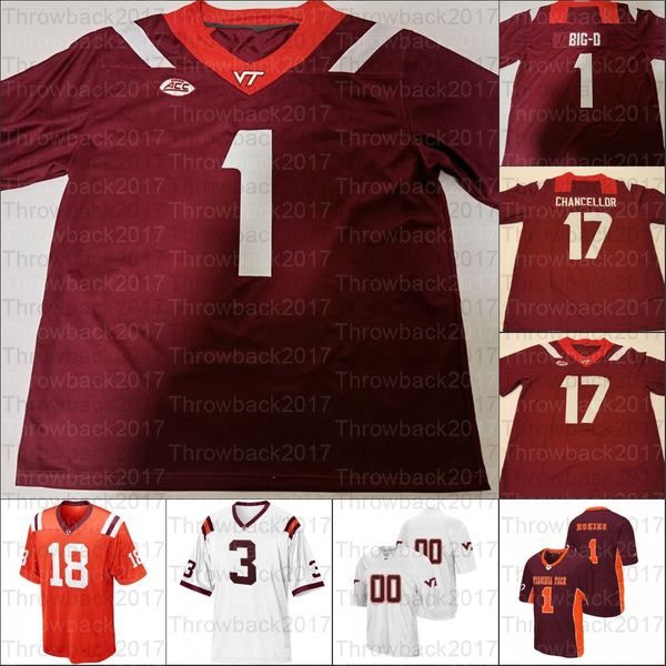

custom virginia tech hokies college football jersey 2 hendon hooker 83 tayvion robinson 4 quincy patterson ii 11 tre turner, Black