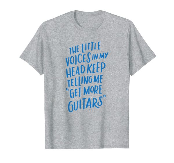 

little voices in my head keep telling me get more guitars t-shirt, White;black
