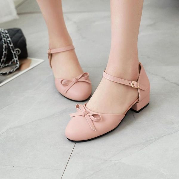 

big size 32-43 summer sweet women solid bowtie cover heel low square sandals 3 colors, Black