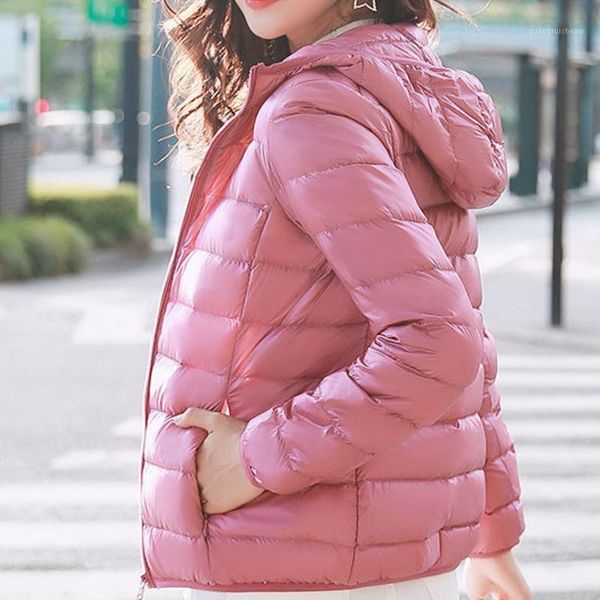 

women's down & parkas 2021 winter women long ultra light jacket korean loose coat hat womens jackets blouses harajuku clothes overcoat, Black