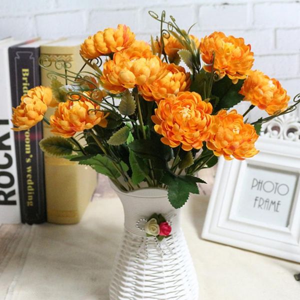 

simulation 7 head daisy flower silk artificial chrysanthemum flowers diy bouquet home wedding flores office party decor decorative & wreaths