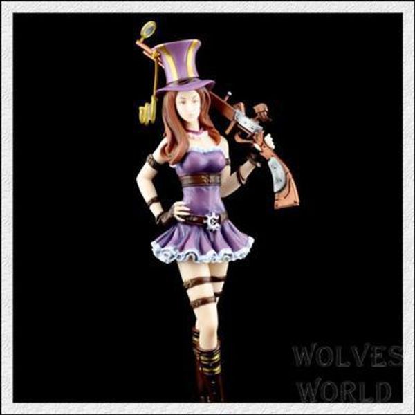

lol anime caitlyn with gun action figures collection model toy 26cm