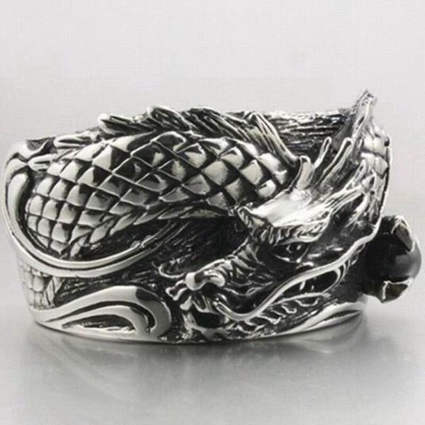 

bangle classic punk rock bracelet dragon alloy open men's jewelry gift, Black