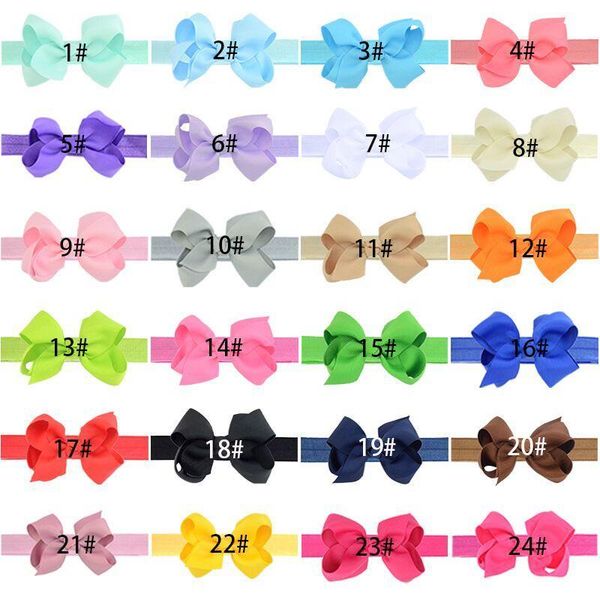 

bow baby headbands grosgrain ribbon headband girls kids elastic bowknot hairbands children hair accessories 24 colors, Silver