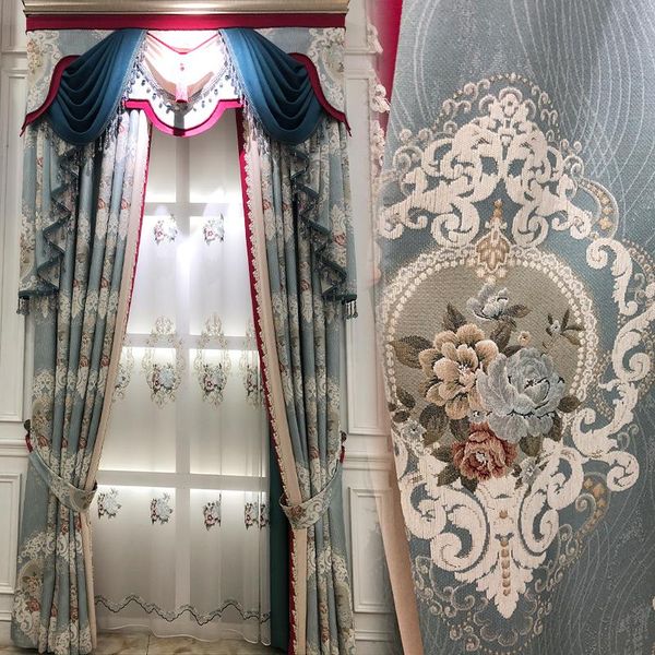 

french light luxury living room european high grade atmosphere chenille curtain cloth bedroom study american style & drapes