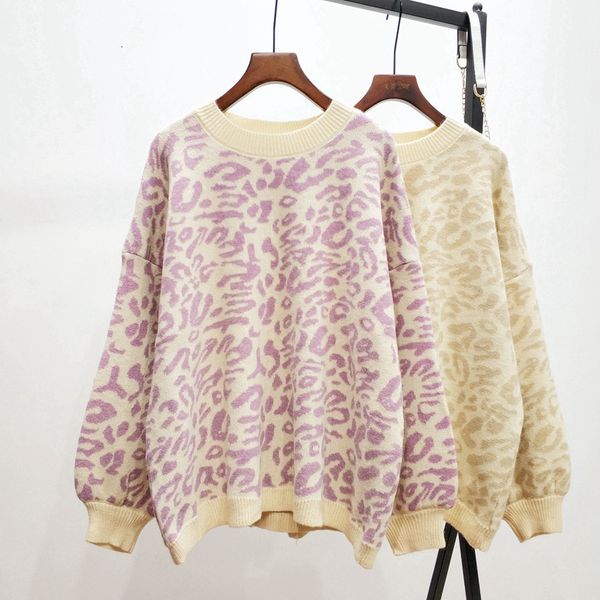 

women's sweaters women leopard sweater autumn and winter lazy wind gentle korean version lantern sleeve pullover v03y, White;black