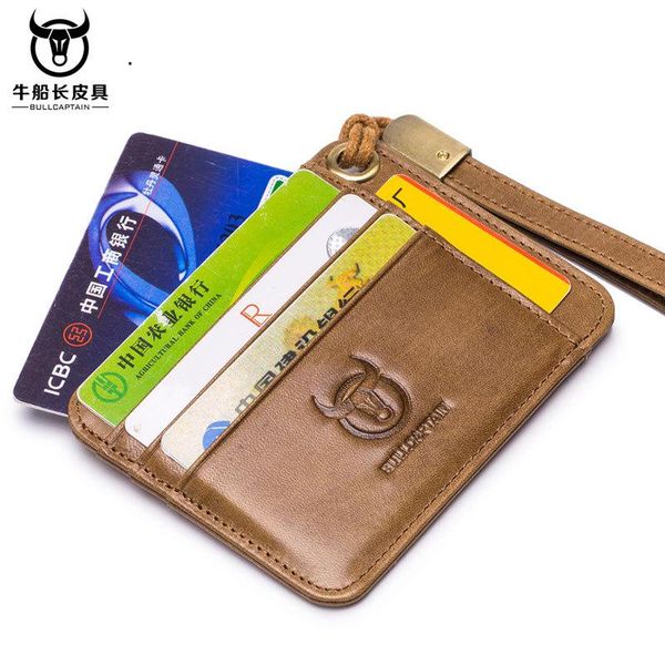 

card holders holder for men first layer cowhide men's multi-card leather business bank case, Brown;gray