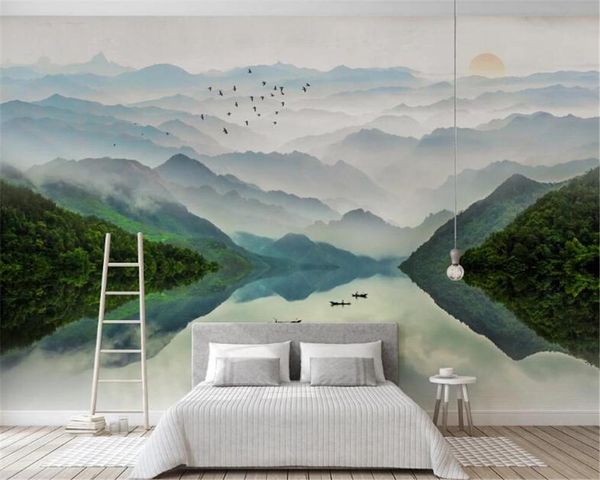 Tapeten Bacal Benutzerdefinierte 3D Große Tapete Wandbild Chinesische Tinte Landschaft Künstlerische Konzeption Moderne Hintergrund Wandpapier