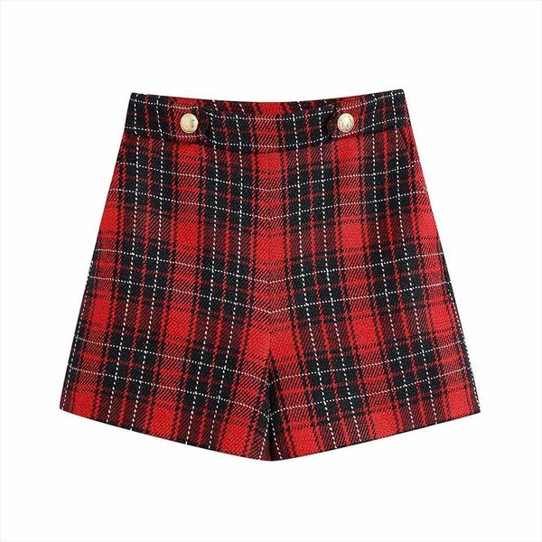 

autumn elegant black and women short red lattice office work side zipper trousers chic, White;black