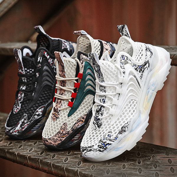 

2021 summer men's national fashion hollow out single mh breathable socks casual sports popcorn thick soled dad sho, Black