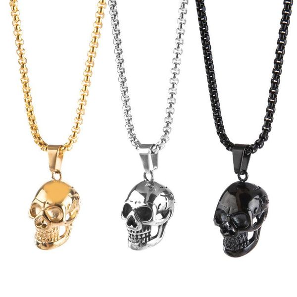 

pendant necklaces punk skull for women men gothic hip hop skeleton clavicle necklace halloween jewelry gifts, Silver