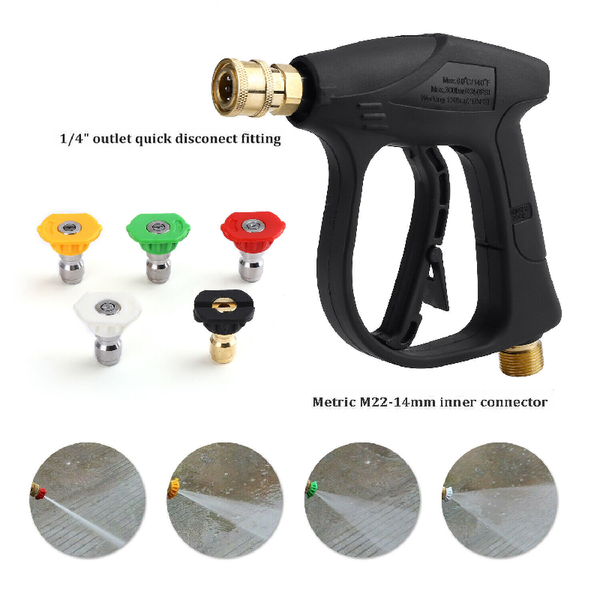 

water gun & snow foam lance high pressure cleaning m22 14mm 4000psi connect nozzle kit soap sprayer car automotive accessories