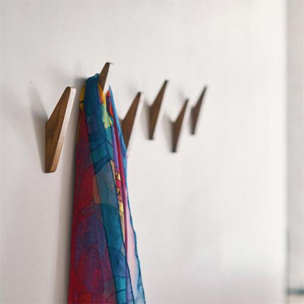

hooks & rails 2021 natural wood clothes hanger wall mounted coat hook decorative key holder hat scarf handbag storage bathroom rack