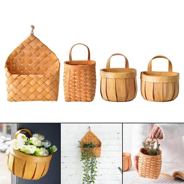 

storage baskets woven basket garden wall hanging flower pot container bin