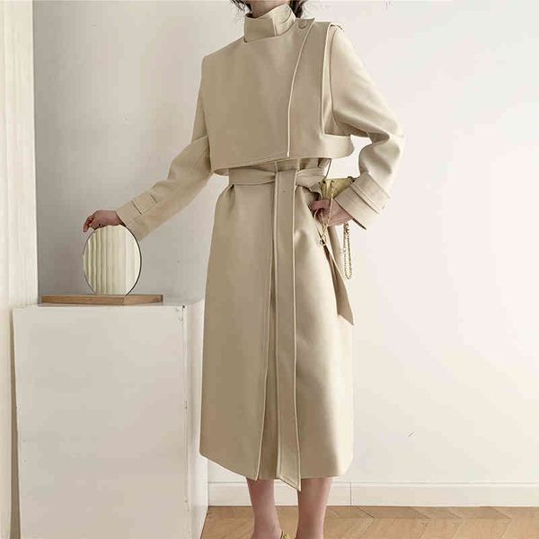 

women's jackets [ewq] casual slim lace up trench female lapel long sleeve gathered waist korea fashion jacket for women autumn style 16, Black;brown