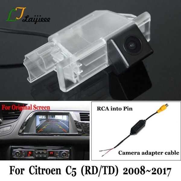

car rear view cameras& parking sensors for c5 rd td 2008~2021 hd backup reverse camera & rca adapter cable with filter compatible oe