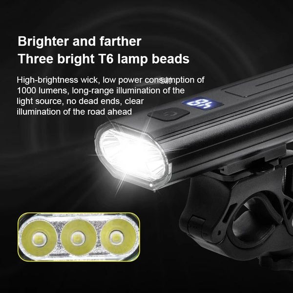 

bike lights 650lm mtb front light 5200mah 3*t6 led bicycle usb rechargeable road mountain headlight cycling head lamp
