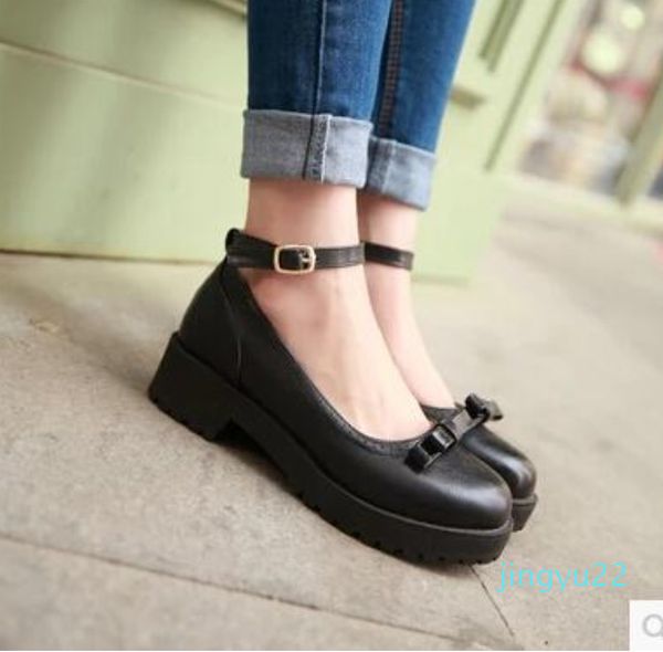 

japanese wild single shoes bow lolita women's shoes shallow mouth student, Black