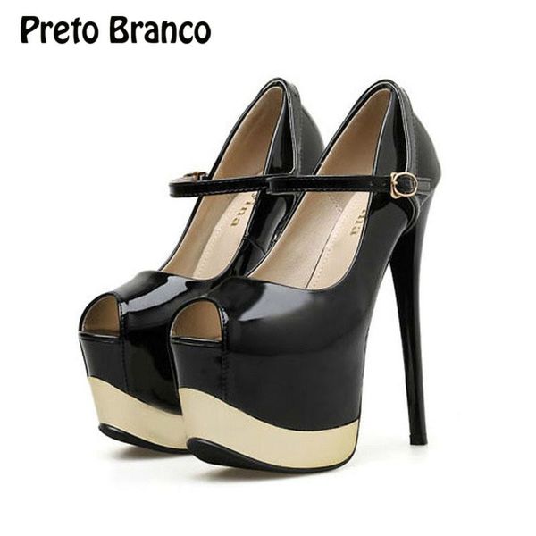 

high 17cm heels women boots fish toe platfrom mouth matching heel shoes wedding pumps sandals, Black