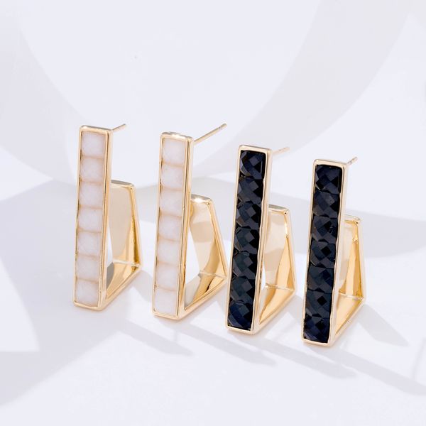 

sterling silver needle elegant charm geometric ear studs female clip, Golden