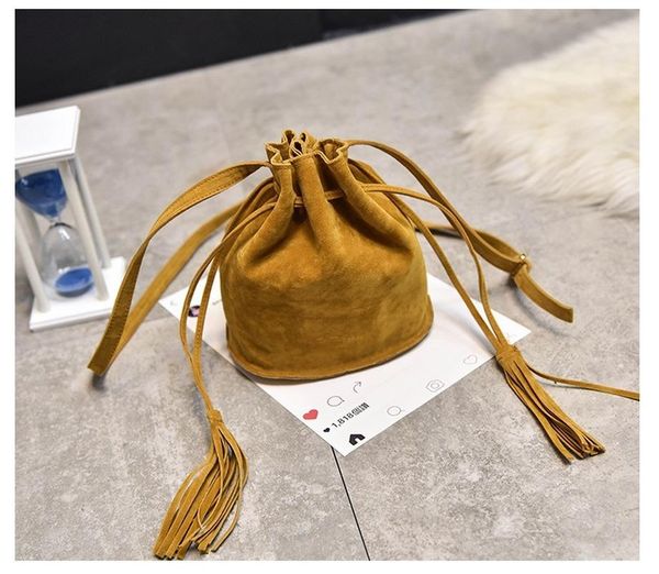 

evening bags bag female 2021 elegant one shoulder handbag korean fashion tassel bucket simple messenger women's