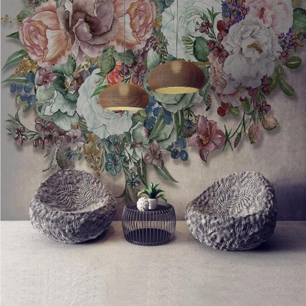 

wallpapers milofi custom large wallpaper mural 3d minimalist retro nostalgic hand painted flower background