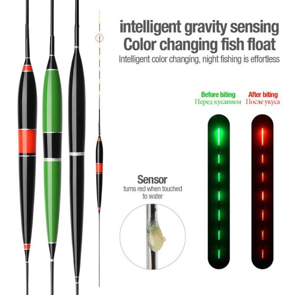 

1pc portable smart fishing float led light color change automatic remind alarm night electronic buoy accessories