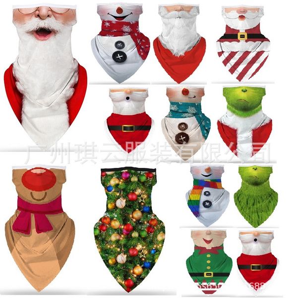 

3d christmas printing magic scarf triangle ear multifunctional outdoor riding mask