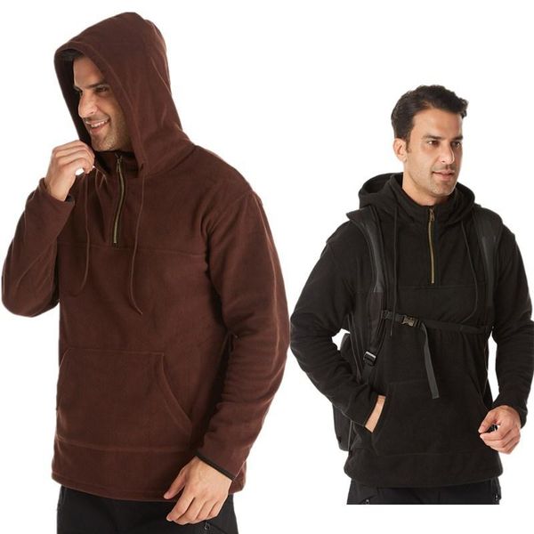 

men's hoodies & sweatshirts clothing 2021 fall winter sweatshirt double-sided polar fleece hooded moletom european american large size, Black