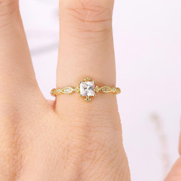 

wedding rings promise moissanite for women adjustable gold ring crystal jewelry bride accesorios bulk items wholesale lots ar372, Slivery;golden