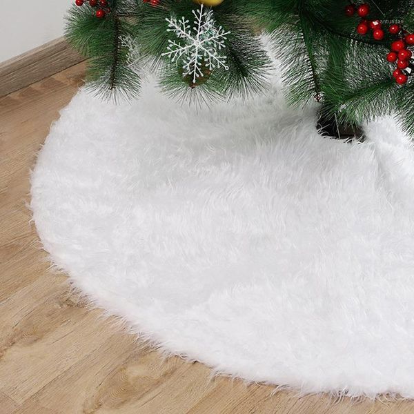 

christmas decorations white tree skirt plush faux fur xmas carpet merry decor