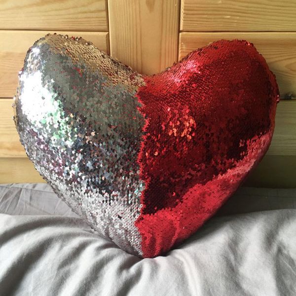 

pillow case love shape double color sequins sofa bed home decoration cases interior decorations