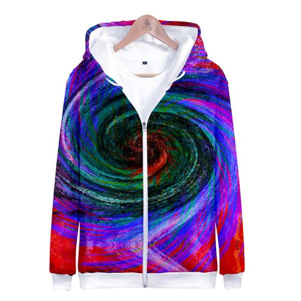 

men's hoodies & sweatshirts 3d funy tie dye men/women colorful zipper sweatshirt mens autumn/winter pullover zip up outwear cap, Black