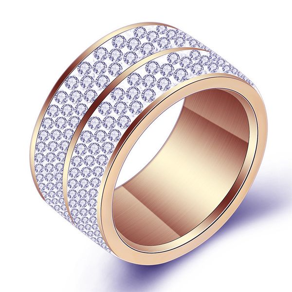 

fashion crystal engagement ring rose gold color stainless steel women wedding jewelry ring, Silver
